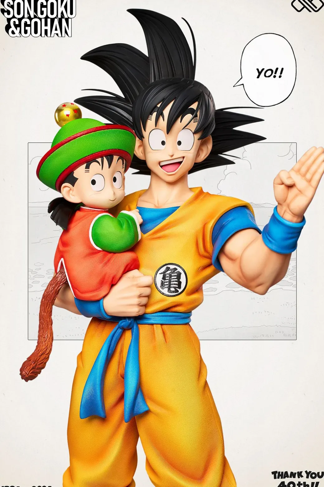 1/6 & 1/4 & 1/2 Scale 40th Anniversary Title Page Series 001 Hugging Father & Son - Dragon Ball Resin Statue - Unlimited Studios