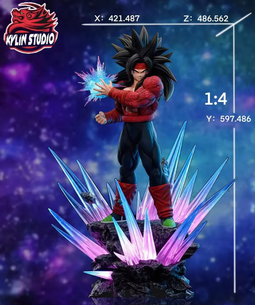 1/6 & 1/4 Scale Super Saiyan 4 Bardock with LED - Dragon Ball Resin Statue - Kylin Studio