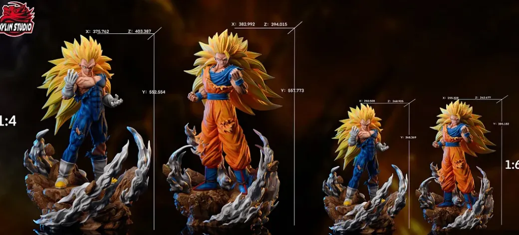 1/6 & 1/4 Scale Super Saiyan 3 Son Goku & Vegeta - Dragon Ball Resin Statue - Kylin Studio