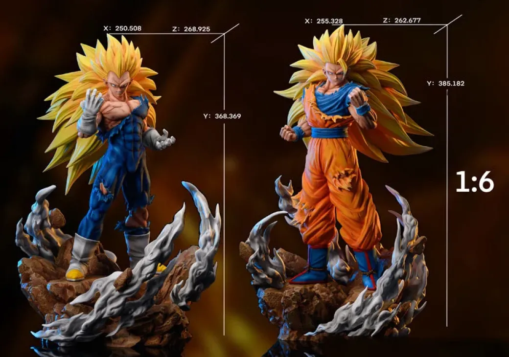 1/6 & 1/4 Scale Super Saiyan 3 Son Goku & Vegeta - Dragon Ball Resin Statue - Kylin Studio