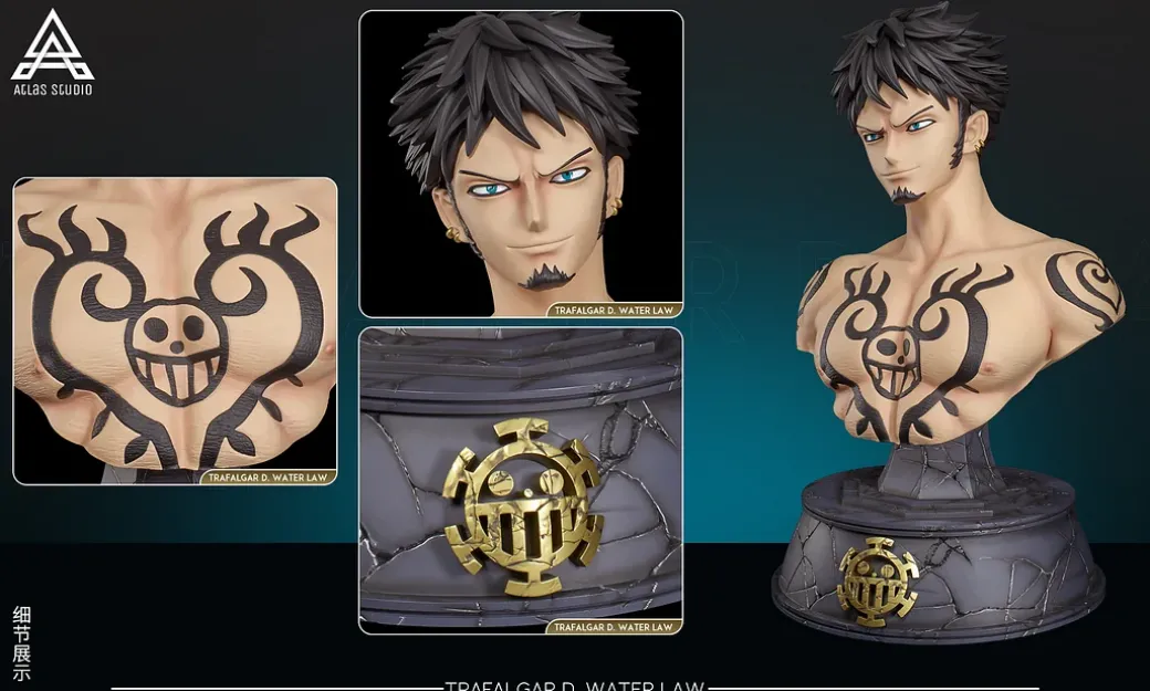 1/4 & 1/1 Scale Trafalgar D. Water Law Bust Statue - ONE PIECE Resin Statue - Atlas Studio