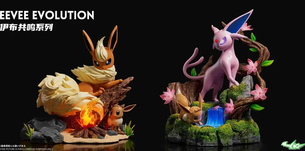1/20 & 1/15 Scale World Zukan Evolution of Espeon Set with LED - Pokemon Resin Statue - SK Studios