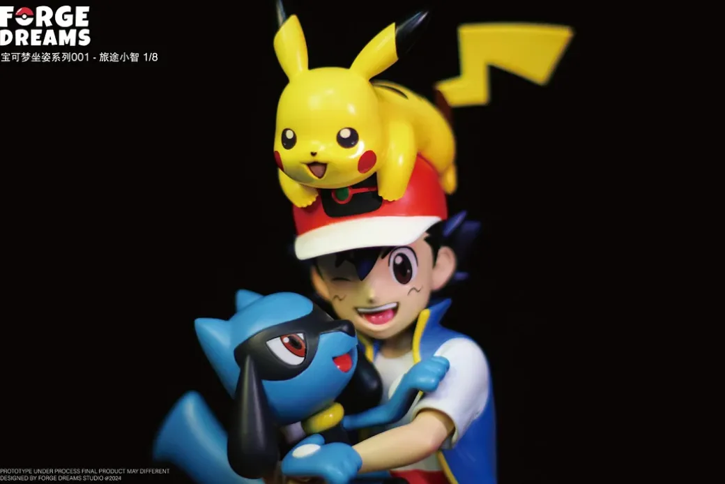1/20 & 1/8 Scale World Zukan Journey Ash Ketchum & Pikachu & Riolu - Pokemon Resin Statue - Forge Dreams Studio