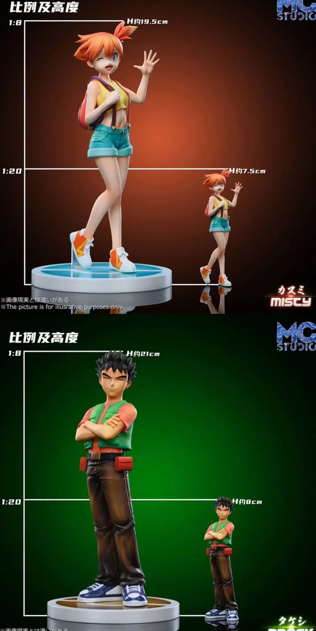 1/20 & 1/8 Scale World Zukan Misty & Brock - Pokemon Resin Statue - MG Studios