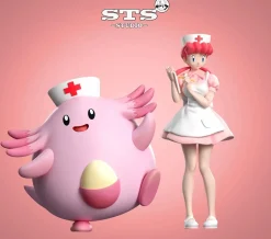 1/20 & 1/8 Scale World Zukan Officer Jenny With Growlithe & Nurse Joy With Chansey - Pokemon Resin Statue - STS Studio