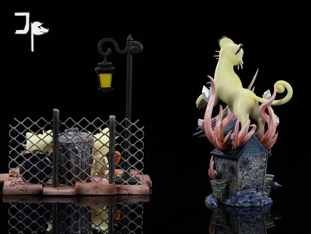 1/20 & GK Big Scale World Zukan Evolution of Persian Set with LED - Pokemon Resin Statue - JP Studio