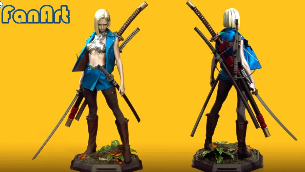1/3 Scale Cyberpunk Ver Android 18 with LED - Dragon Ball Resin Statue - FanArt Studio