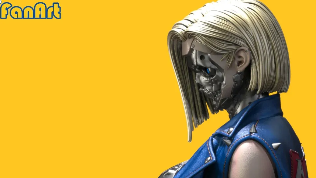 1/3 Scale Cyberpunk Ver Android 18 with LED - Dragon Ball Resin Statue - FanArt Studio