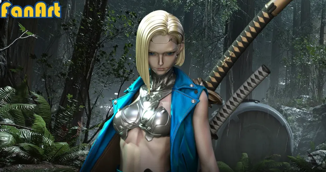 1/3 Scale Cyberpunk Ver Android 18 with LED - Dragon Ball Resin Statue - FanArt Studio