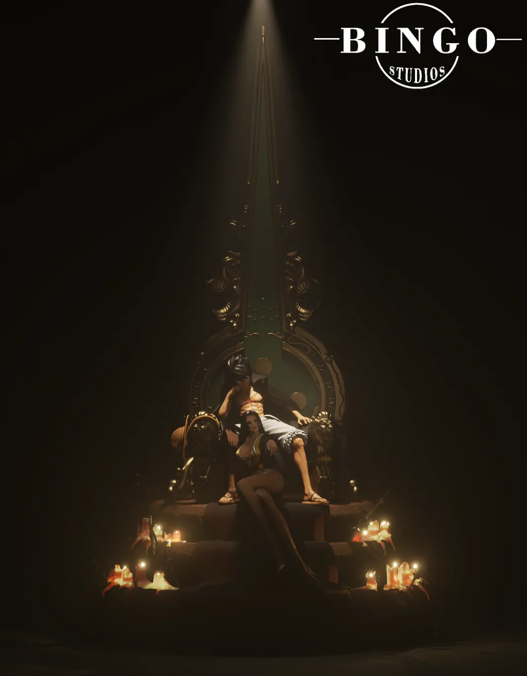 1/6 Scale Double Crowned Throne Luffy & Boa Hancock - ONE PIECE Resin Statue - BINGO Studios