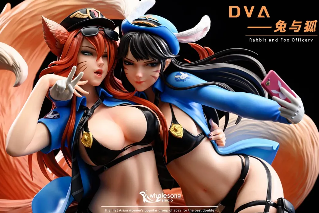 1/4 Scale D.Va & The Nine-Tailed Fox Ahri - Overwatch League of Legends Resin Statue - Whale Song Studios