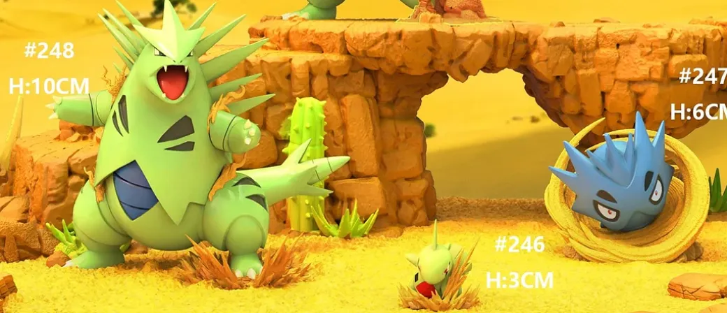 1/20 Scale Evolution of Tyranitar Set & Mega Tyranitar - Pokemon Resin Statue - AYS Studios