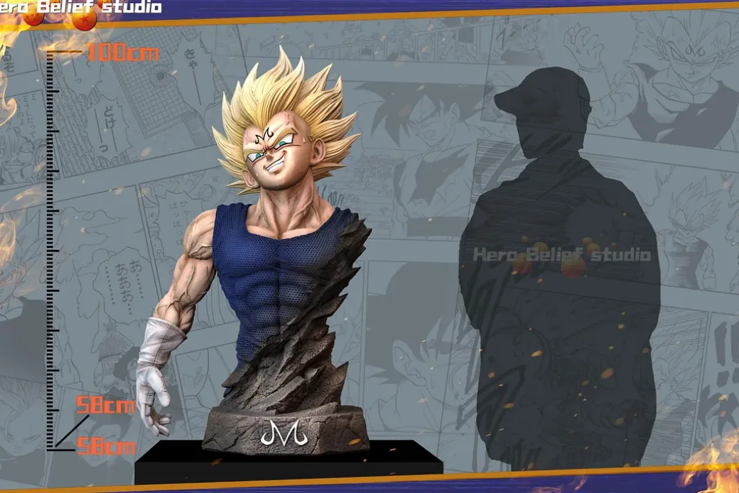 1/1 Scale Majin Vegeta Bust Statue - Dragon Ball Resin Statue - Hero Belief Studios