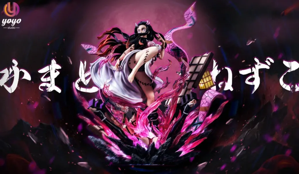 1/6 Scale Nezuko Fully Awakened Form & Crying Little Nezuko - Demon Slayer: Kimetsu no Yaiba Resin Statue - YOYO-Studios