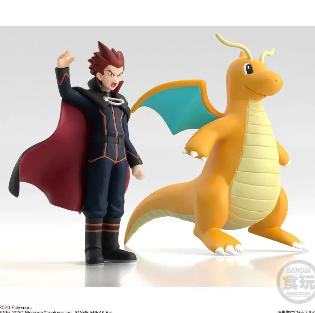1/20 Scale Second Edition World Zukan Kanto Region Lance & Dragonite - Pokemon Official Statue - BANDAI SHOKUGAN