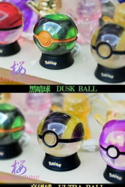 1/1 Scale Transparent Dusk Ball & Transparent Ultra Ball with LED - Pokemon Resin Statue - SAKURA Studio