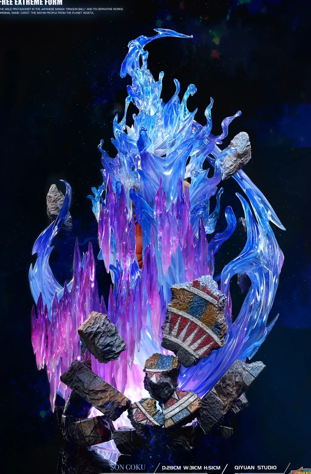 1/6 Scale Ultra Instinct Son Goku with LED - Dragon Ball Resin Statue - QiYuan Collectibles Studio
