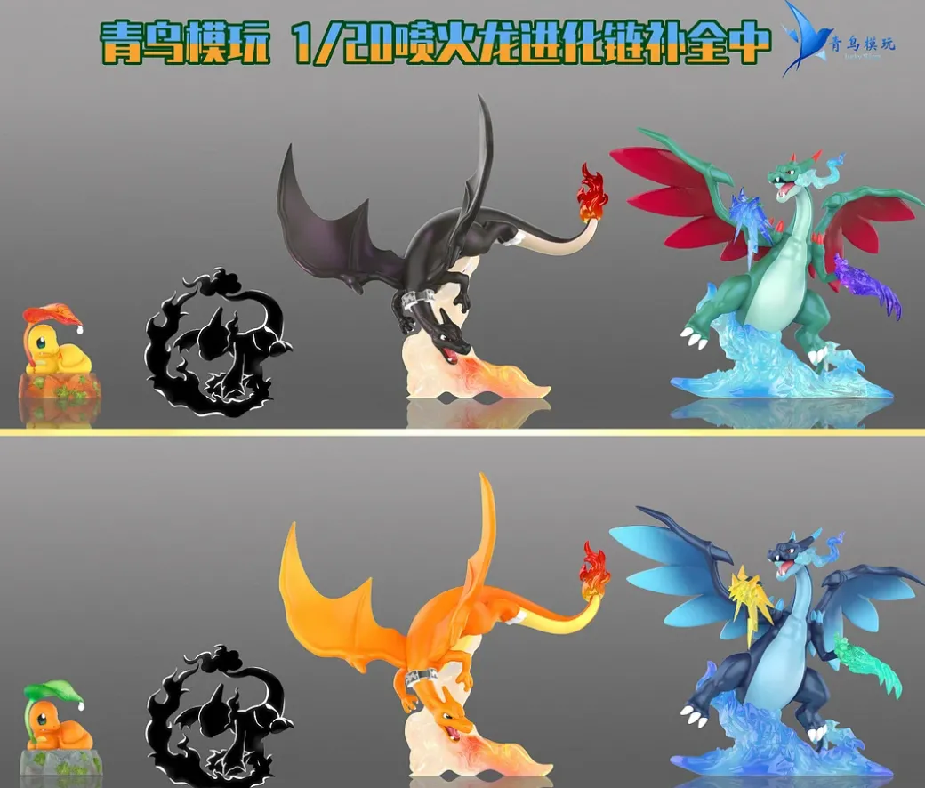 1/20 Scale World Zukan Alain & Mega Charizard X - Pokemon Resin Statue - QN Studios