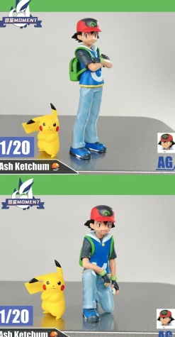 1/20 Scale World Zukan Ash Ketchum with Backpack & Pikachu - Pokemon Resin Statue - Tujian MOMENT Studios