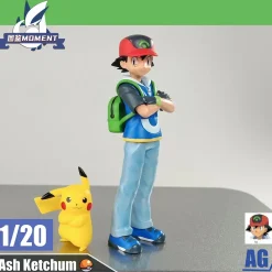 1/20 Scale World Zukan Ash Ketchum with Backpack & Pikachu - Pokemon Resin Statue - Tujian MOMENT Studios