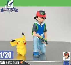 1/20 Scale World Zukan Ash Ketchum with Backpack & Pikachu - Pokemon Resin Statue - Tujian MOMENT Studios
