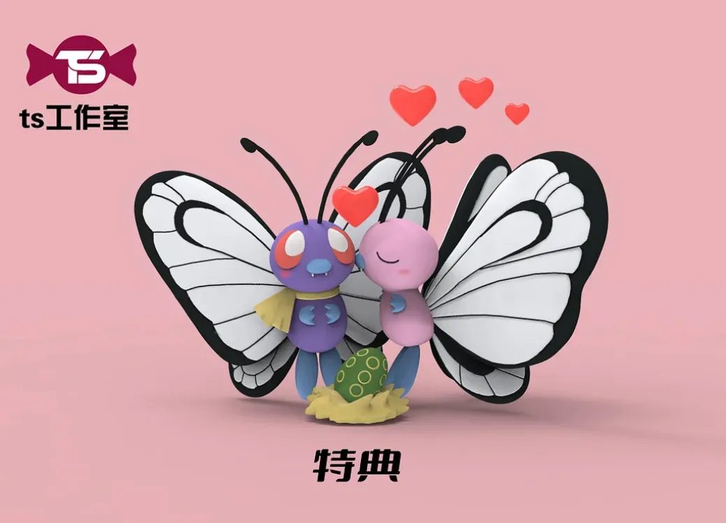 1/20 Scale World Zukan Butterfree Family - Pokemon Resin Statue - TS Studios
