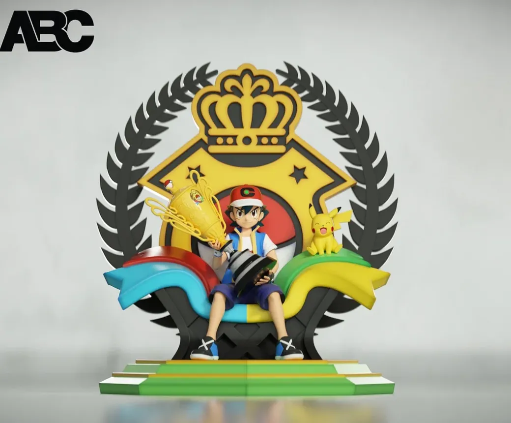 1/20 Scale World Zukan Champion Throne Ash Ketchum - Pokemon Statue - ABC Studio