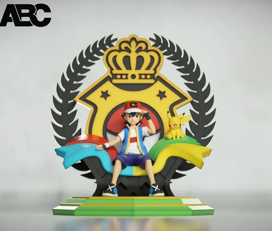 1/20 Scale World Zukan Champion Throne Ash Ketchum - Pokemon Statue - ABC Studio