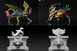 1/20 Scale World Zukan Crowned Sword Zacian & Crowned Shield Zamazenta - Pokemon Resin Statue - Jiang Studios