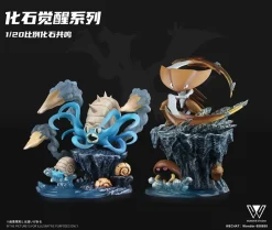 1/20 Scale World Zukan Evolution of Omanyte Set & Kabutops Set - Pokemon Resin Statue - Wonder Studio