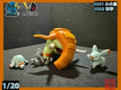 1/20 Scale World Zukan Evolution of Donphan Set - Pokemon Resin Statue - MC-Studio