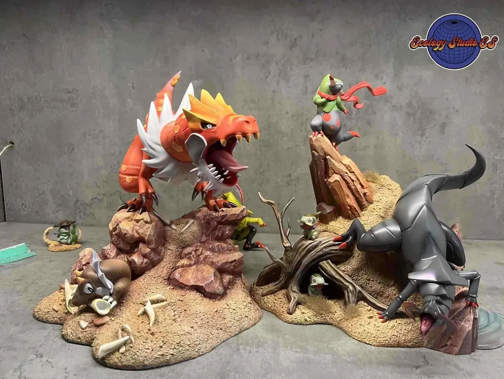 1/20 Scale World Zukan Evolution of Tyrantrum Set - Pokemon Resin Statue - Ecology Studio
