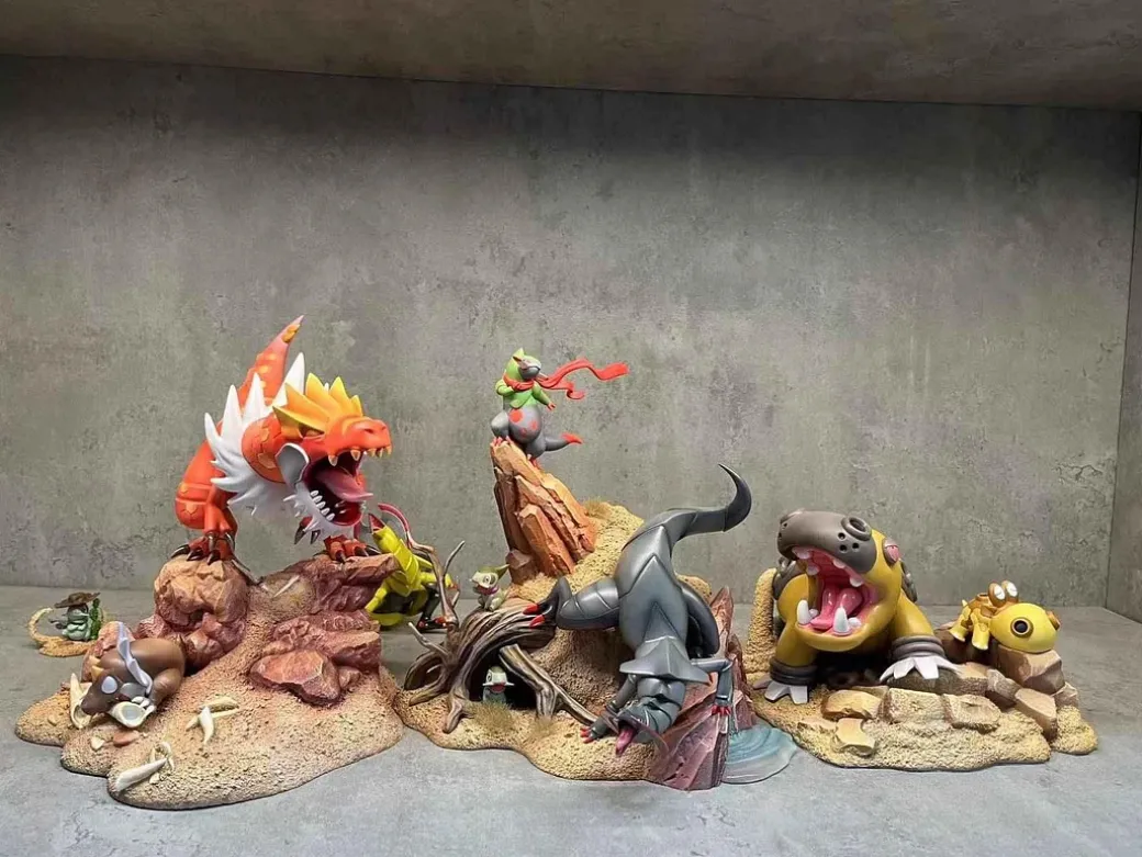 1/20 Scale World Zukan Evolution of Tyrantrum Set - Pokemon Resin Statue - Ecology Studio