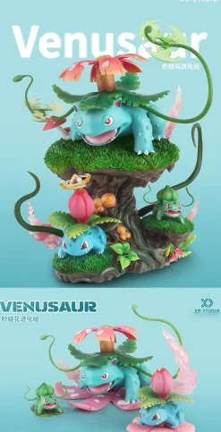 1/20 Scale World Zukan Evolution of Venusaur Set - Pokemon Resin Statue - XO Studio