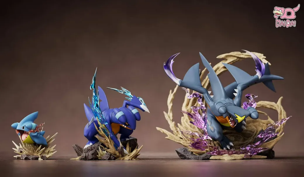 1/20 Scale World Zukan Evolution of Garchomp Set & Mega Garchomp - Pokemon Statue - DaiDai Studio