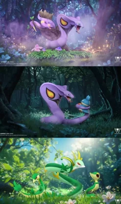1/20 Scale World Zukan Evolution of Arbok Set & Serperior Set - Pokemon Resin Statue - Wonder Studio