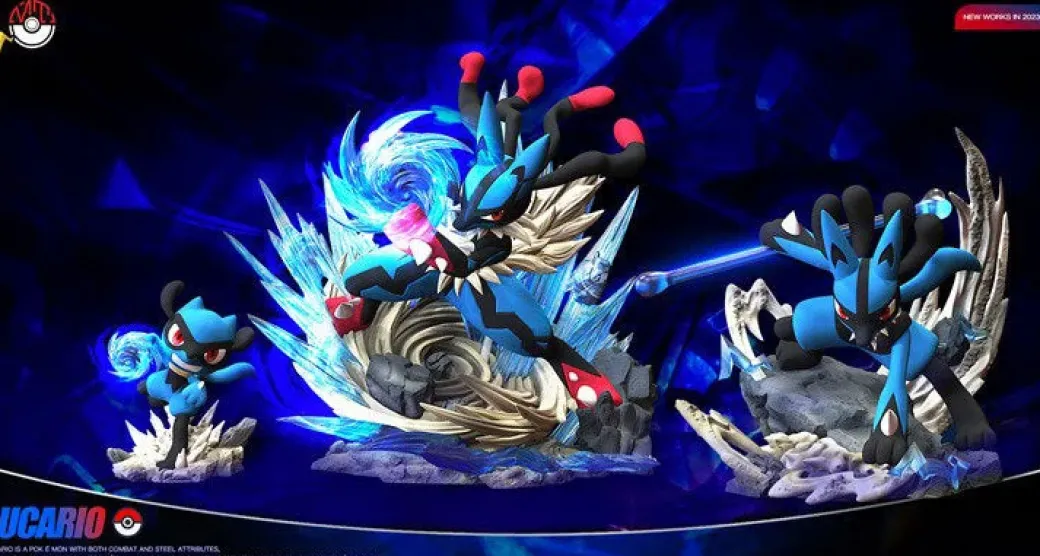 1/20 Scale World Zukan Evolution of Lucario Set - Pokemon Statue - MT Studio