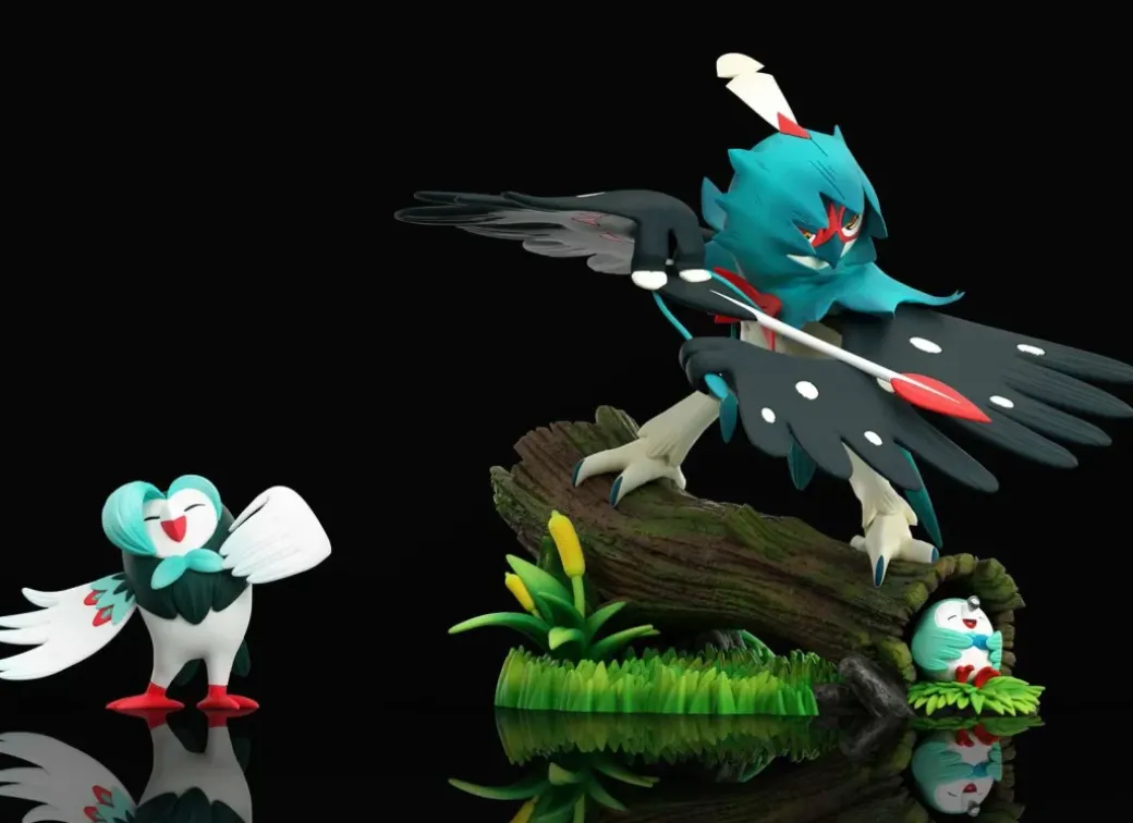 1/20 Scale World Zukan Evolution of Decidueye Set - Pokemon Statue - Wonder Studio
