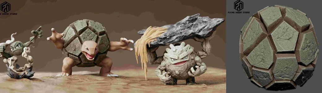 1/20 Scale World Zukan Evolution of Geodude Set - Pokemon Resin Statue - Flying Mouse Studio