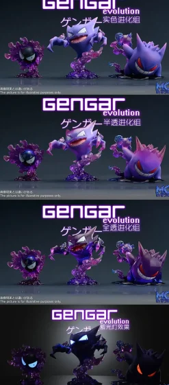 1/20 Scale World Zukan Evolutionary Combination Series Gengar Family - Pokemon Resin Statue - MG Studios