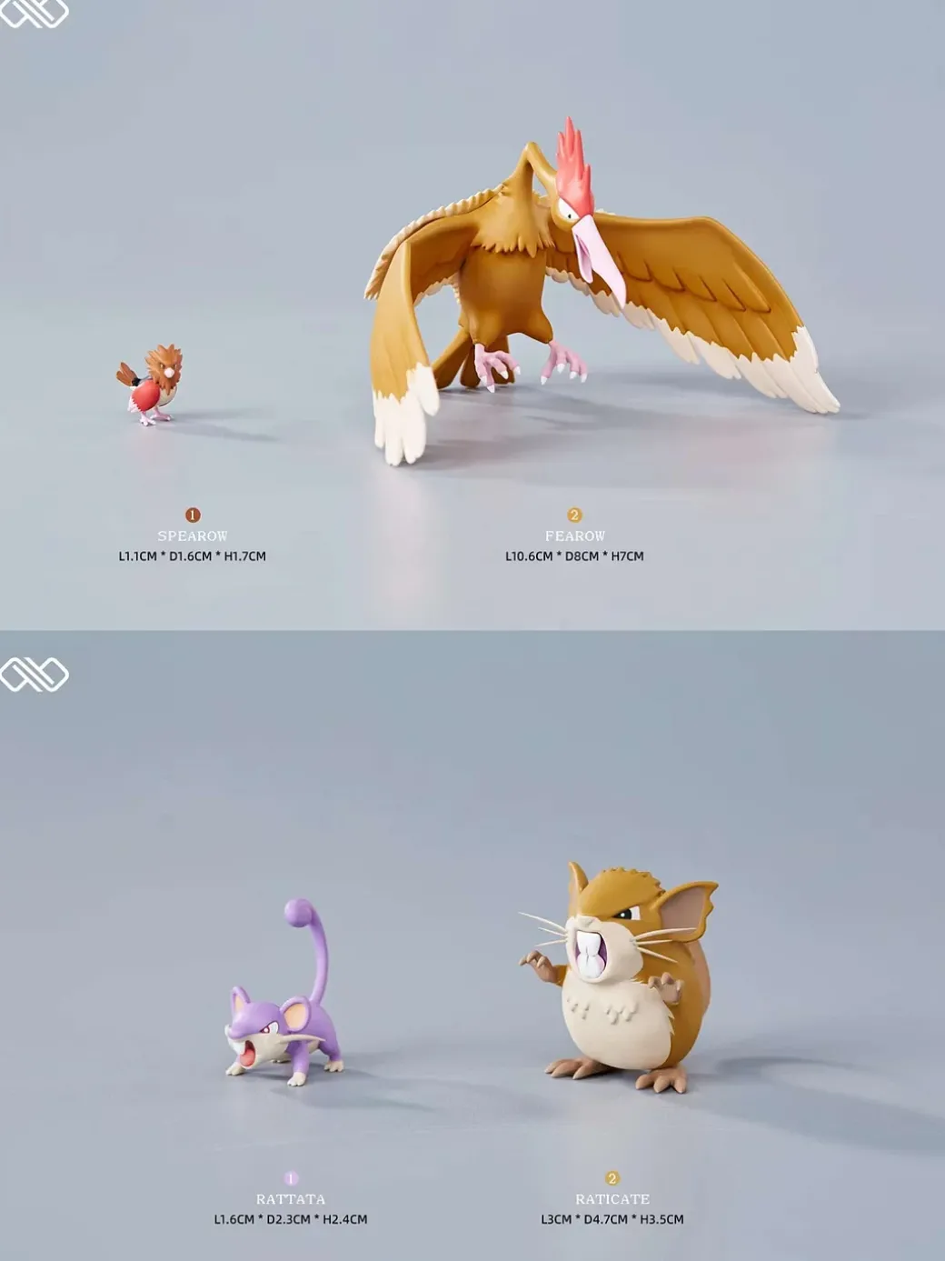 1/20 Scale World Zukan Evolution of Rattata Set & Spearow Set - Pokemon Resin Statue - Unlimited Studios