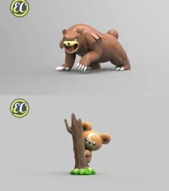 1/20 Scale World Zukan Evolution of Ursaring Set - Pokemon Statue - EC-Studio