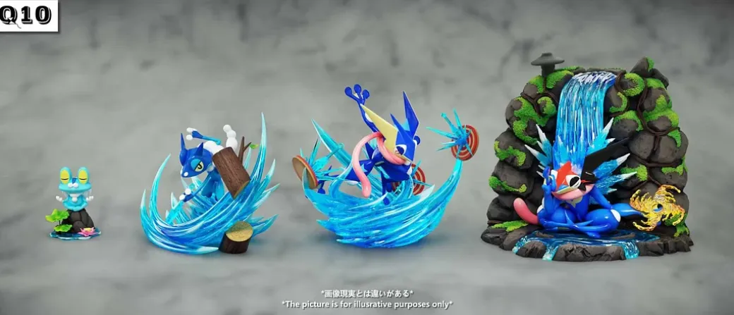 1/20 Scale World Zukan Evolution of Greninja Set - Pokemon Statue - Q10 Studio