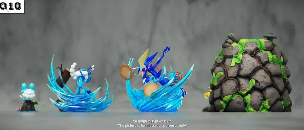 1/20 Scale World Zukan Evolution of Greninja Set - Pokemon Statue - Q10 Studio