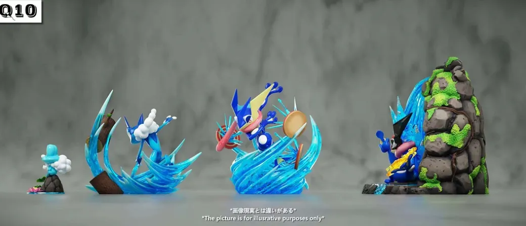 1/20 Scale World Zukan Evolution of Greninja Set - Pokemon Statue - Q10 Studio