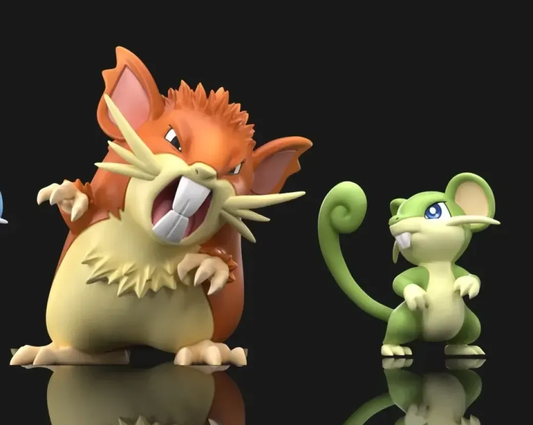 1/20 Scale World Zukan Evolution of Raticate Set - Pokemon Statue - Wonder Studio
