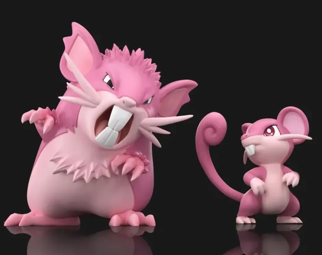 1/20 Scale World Zukan Evolution of Raticate Set - Pokemon Statue - Wonder Studio