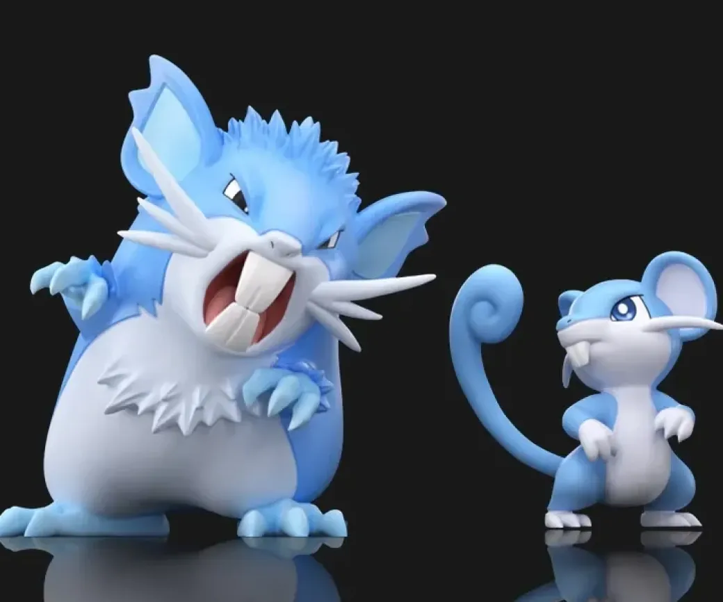 1/20 Scale World Zukan Evolution of Raticate Set - Pokemon Statue - Wonder Studio