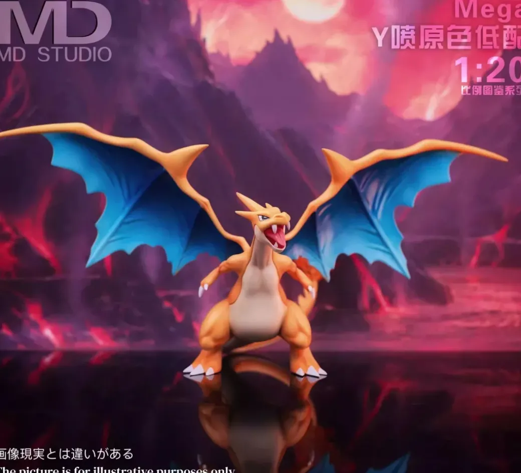 1/20 Scale World Zukan Evolution of Charizard Set & Mega Charizard Y 2.0 - Pokemon Resin Statue - MD-Studio