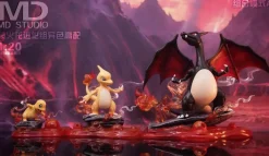 1/20 Scale World Zukan Evolution of Charizard Set & Mega Charizard Y 2.0 - Pokemon Resin Statue - MD-Studio